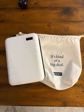 Away White Hard-Shell Tablet Case with Branded Drawstring Pouch